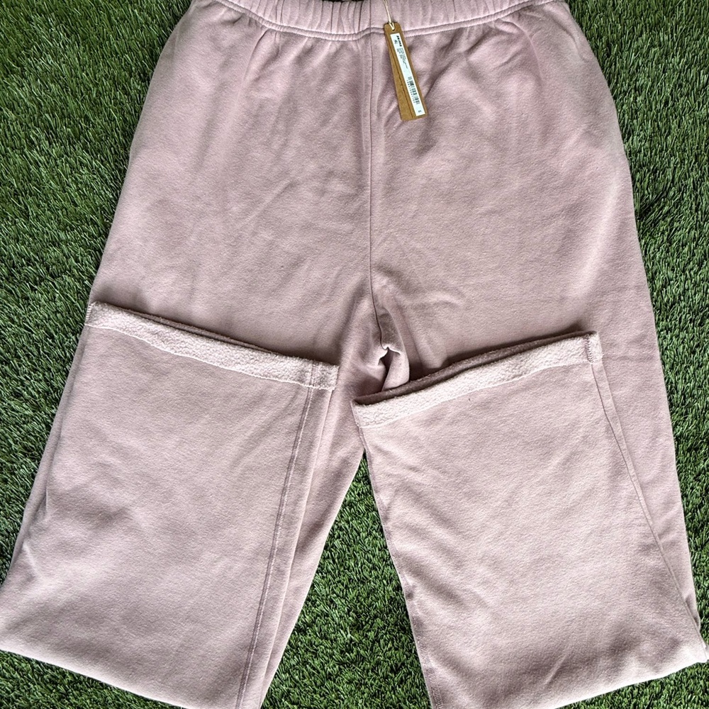 SKIMS (dusk Pink) cotton fleece classic straight leg pants NWT